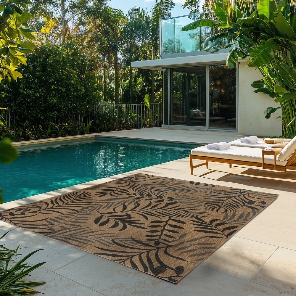 Gertmenian Solterra Nautical Coastal Tropical Weather Resistant Polypropylene Flatweave Indoor/ Outdoor Area Rug Collection