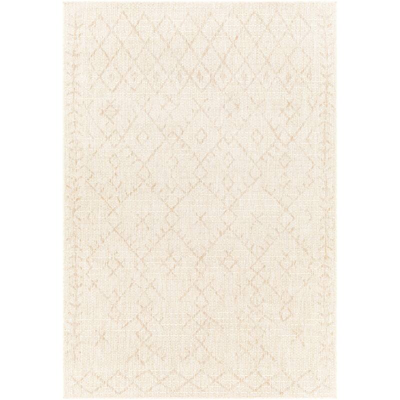 Livabliss Despina Indoor/ Outdoor Bohemian Trellis Area Rug - 6'7" Square - Beige