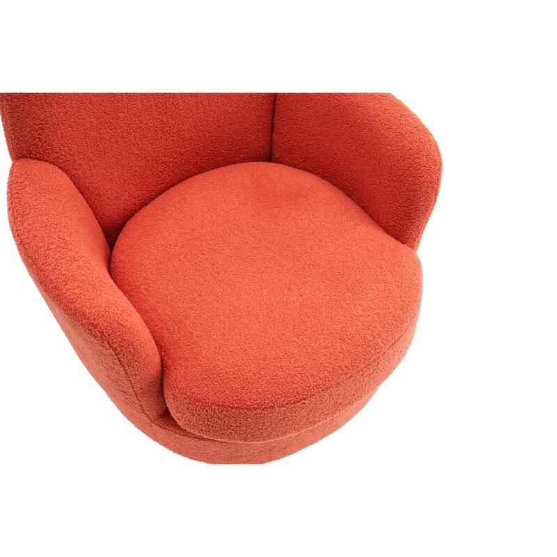 Orange Teddy 29.3" Upholstered Swivel Barrel Chair