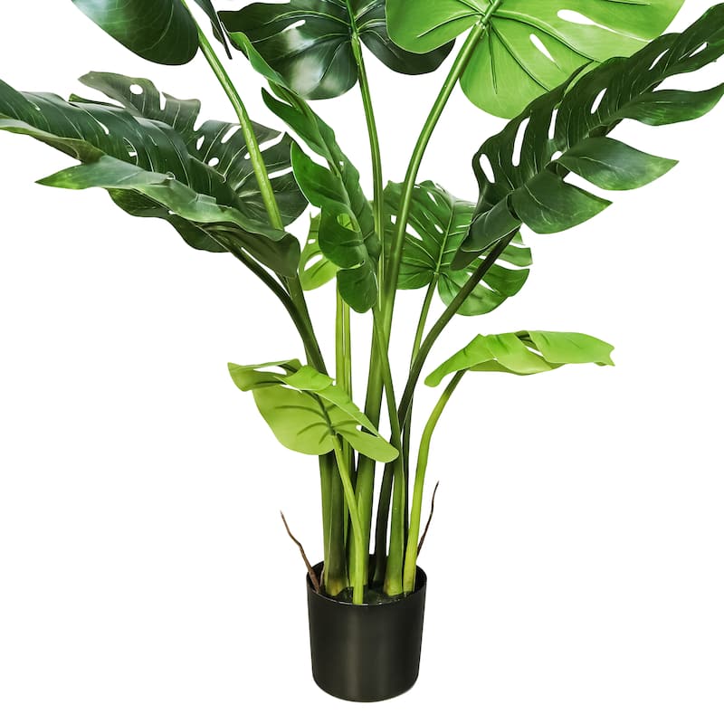 Artificial Split Leaf Philodendron Monstera Plant in Black Pot