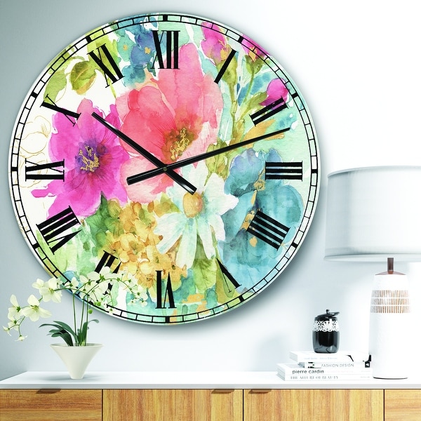 Designart 'My French Garden' Farmhouse Large Wall CLock. Opens flyout.