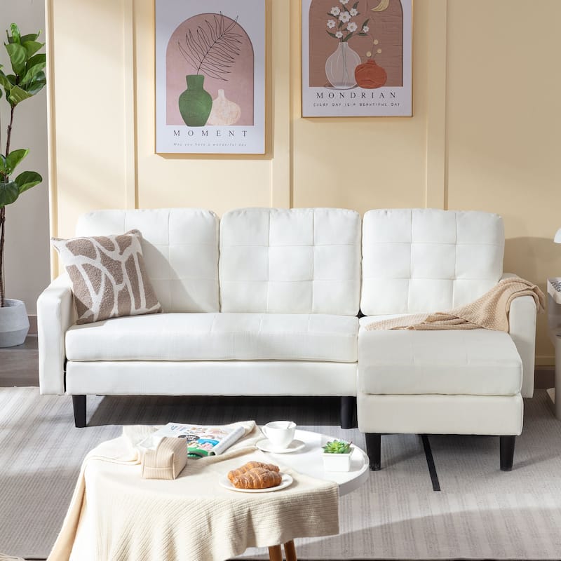 Javlergo Convertible Sectional Sofa, L Shaped Couch with Linen Fabric, Reversible 3-Seater Lounge Couch for Living Room
