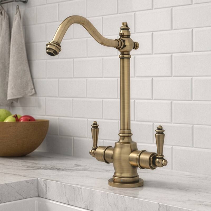 Whitehaus Collection Point of Use Instant Hot/Cold Water Drinking Faucet with Traditional Swivel Spout