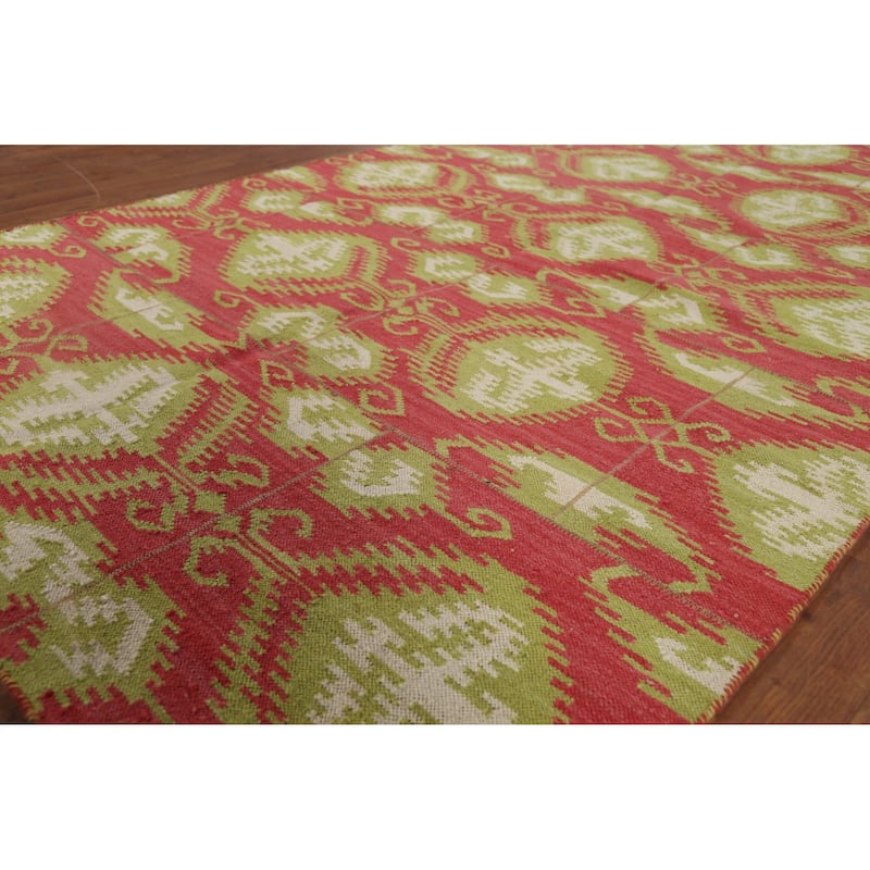 Flat Weave Kilim Indian Area Rug Hand-Knotted Wool Carpet - 4'10"x 7'11"