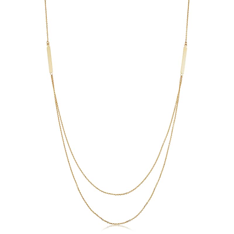 14k Yellow Gold Bar Adjustable Length Layer Necklace (adjusts to 17 or 18 inches)