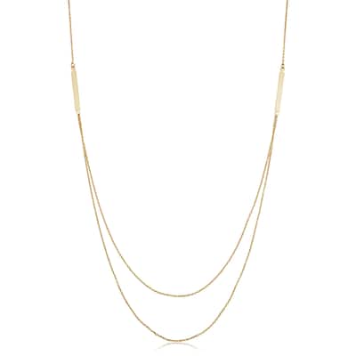 14k Yellow Gold Bar Adjustable Length Layer Necklace (adjusts to 17 or 18 inches)
