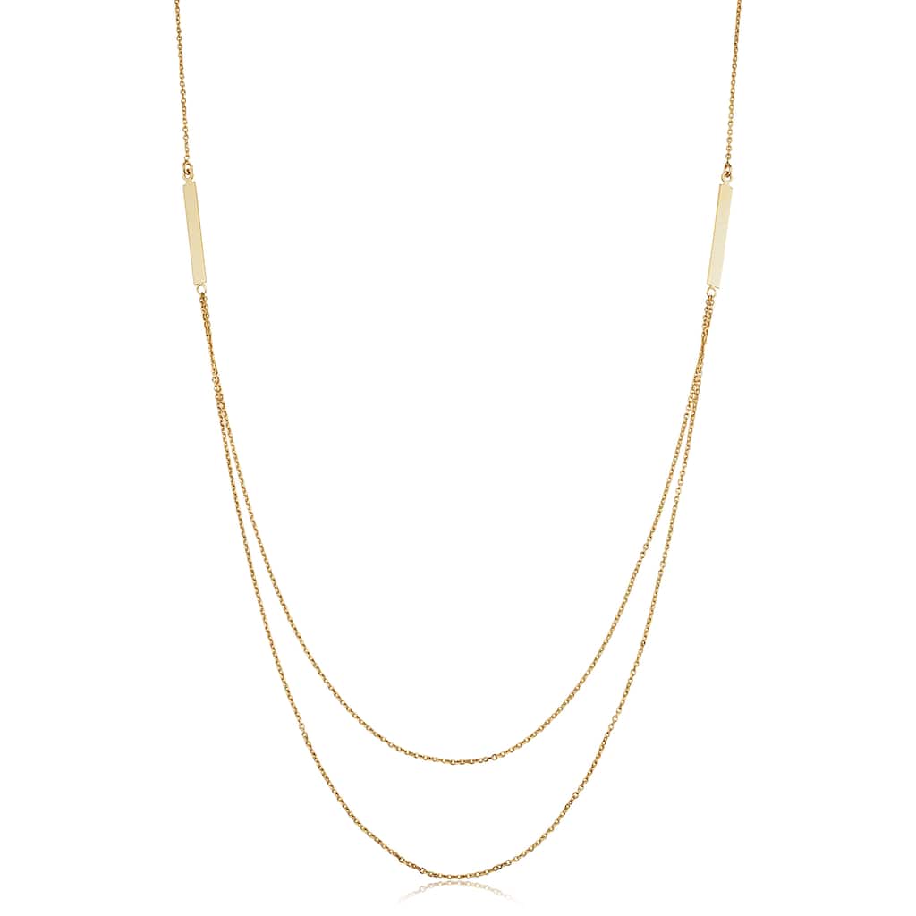 14k Yellow Gold Bar Adjustable Length Layer Necklace (adjusts to 17 or 18 inches)