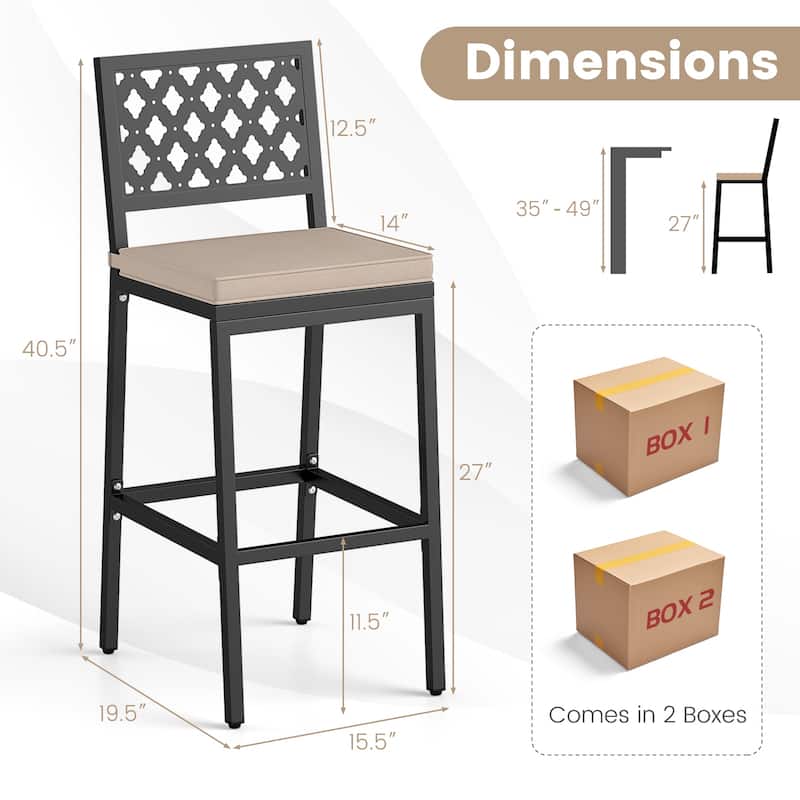 Gymax 4 PCS Outdoor Bar Stools Counter Height Barstools w/ Removable