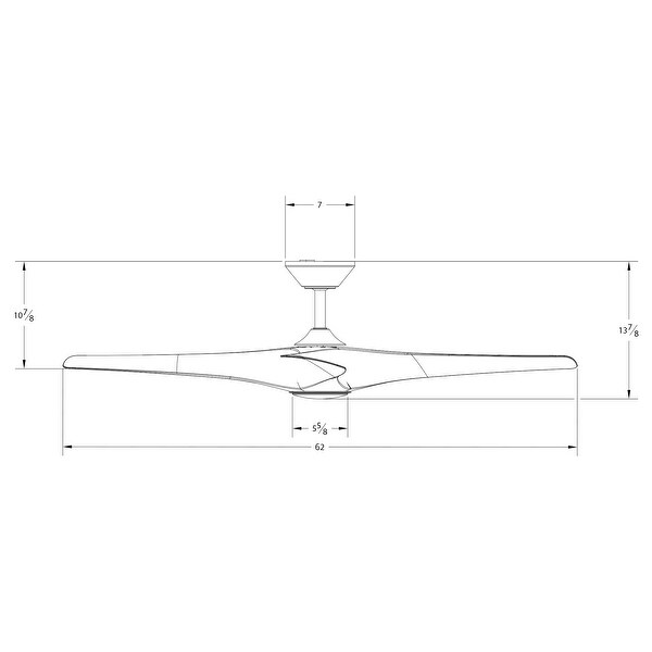 Zephyr Indoor and Outdoor 3-Blade Smart Ceiling Fan 62in with 3000K LED Light Kit and Remote Control with Wall Cradle