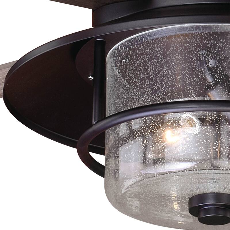 Charleston 56 In. Bronze Farmhouse Indoor-Outdoor Ceiling Fan with LED Light Kit and Remote - 56-in W x 19.5-in H x 56-in D