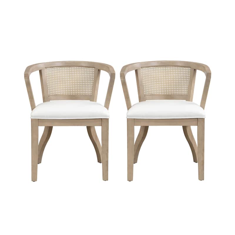 Currant Velvet and Cane Upholstered Dining Chairs by Christopher Knight Home- Set of 2 - Light Ash+Beige