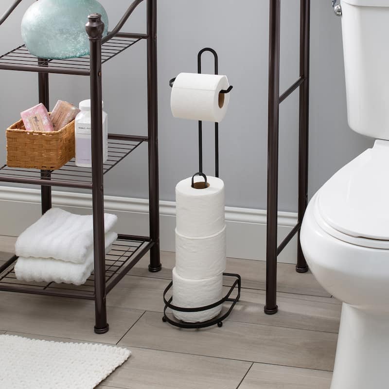 Elle Décor Noir Toilet Paper Reserve in Black - 6.61" x 6.26" x 25.20"
