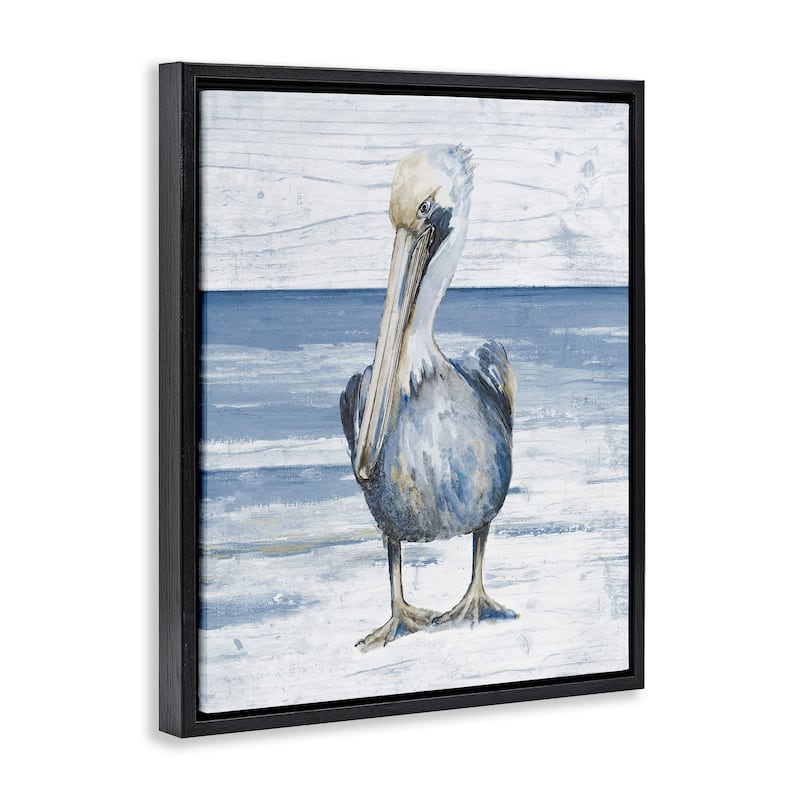 Stupell Rustic Nautical Pelican Framed Floater Canvas Wall Art Design by Patricia Pinto
