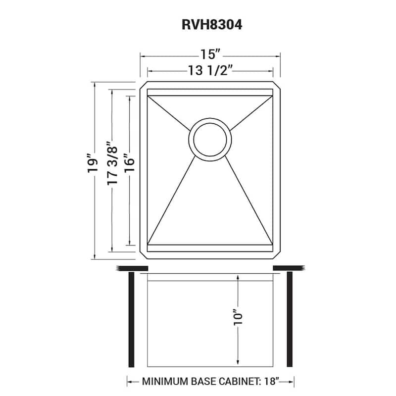 Ruvati 13 inch Workstation Bar Prep Sink with Cover Undermount 16 Gauge Stainless Steel Single Bowl - 13" x 15" - 13" x 15″