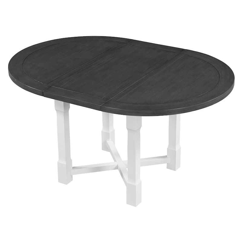 Farmhouse Extendable Dining Table Set Upholstered Chair 5-piece