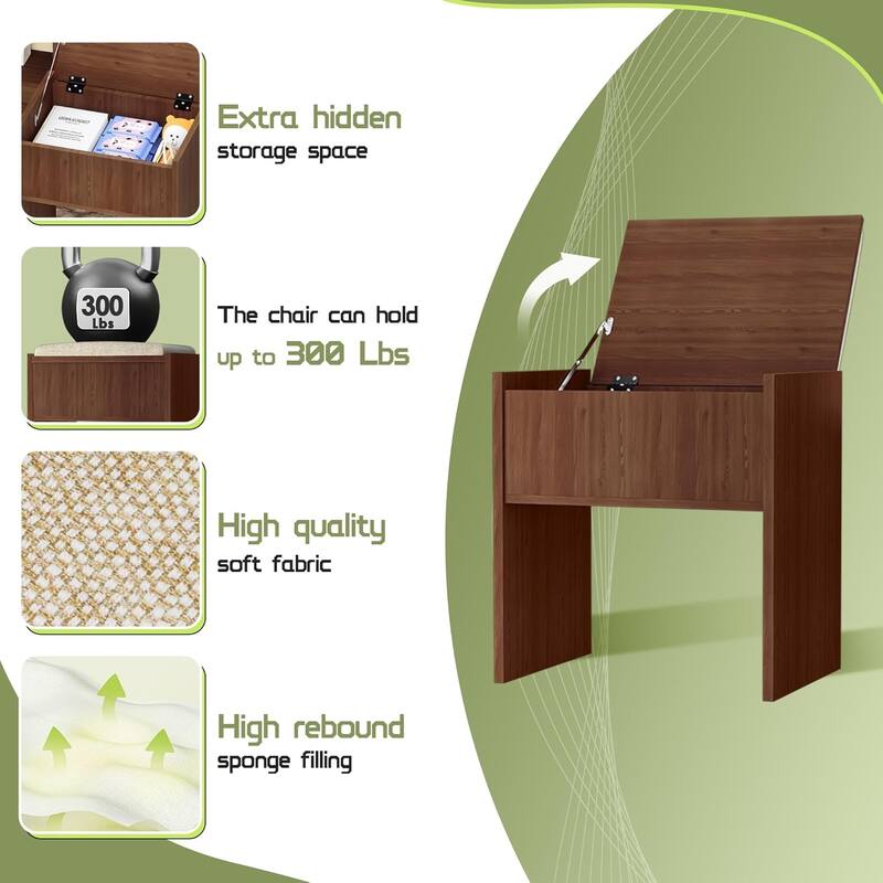 43.3'' Wide Makeup Vanity Dressing With Lighted Mirror and Stool