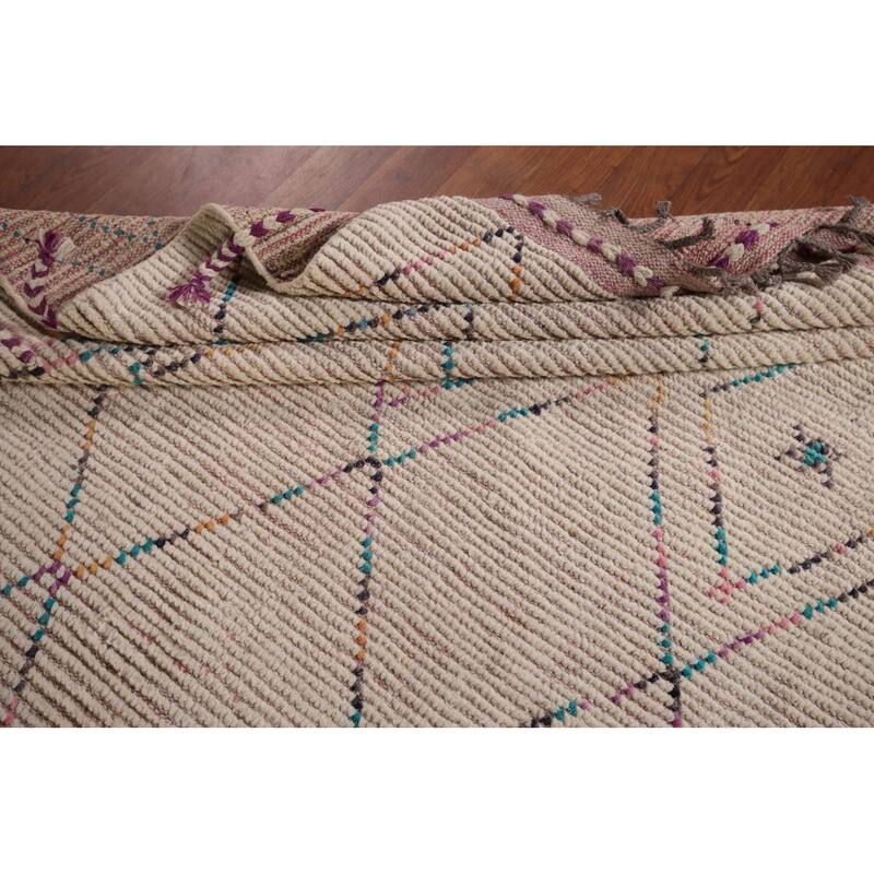 Trellis Moroccan Area Rug Hand-Knotted Tribal Wool Carpet - 5'8"x 9'7"