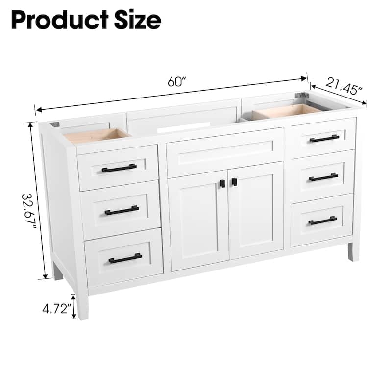Nephelily 48" 60" 72" Bathoom Vanity Base Only, Easy-to-Install