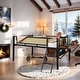 preview thumbnail 2 of 33, Stylish & Simple Single Full metal loft bed with rectangular desk, LED lights, storage shelves, safety guard and ladder, Brown