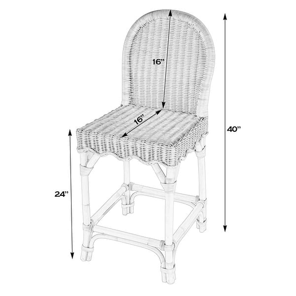 Flora Rattan 24" Scalloped Edge Counter Stool