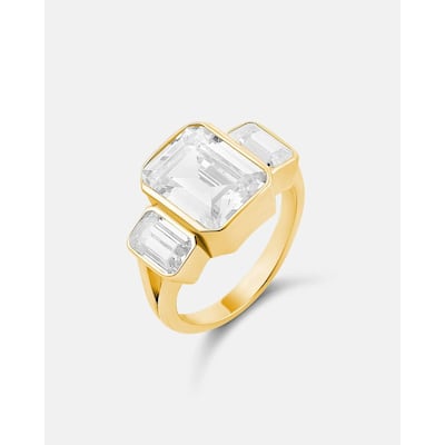 SHYMI Three Stone Bezel-Set Statement Ring