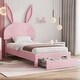 preview thumbnail 5 of 7, VECELO Twin Beds Set of 2 with Drawer for Kids, Upholstered Storage Bedframes, Brown Kids Bed Set of 2