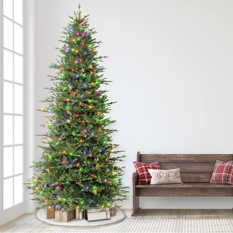 9' Pre-lit Balsam Fir Medium Artificial Christmas Tree, Clear and Multicolor Lights - 9 Foot
