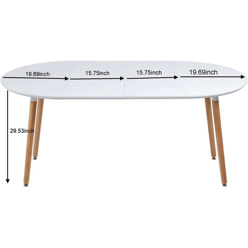 Modern Extensible Oval Dining Table, Kitchen Table with MDF Top & Metal legs, Multi-functional Office Dining Table