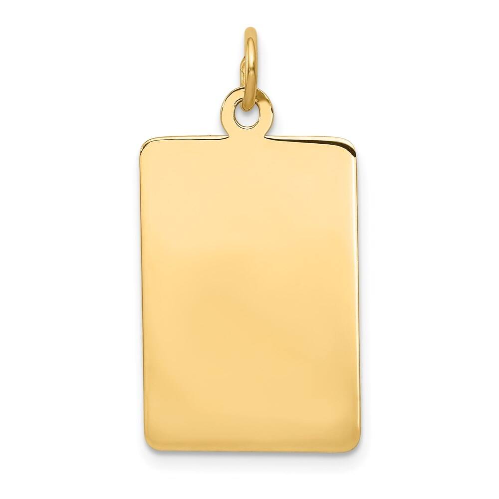 14k Yellow Gold Plain .011 Gauge Rectangular Engravable Disc Pendant