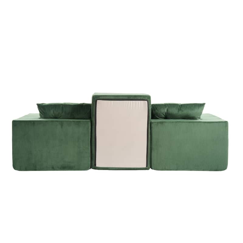 101.18" Corduroy Modular Sectional Sofa with Ottoman, No Assembly Required