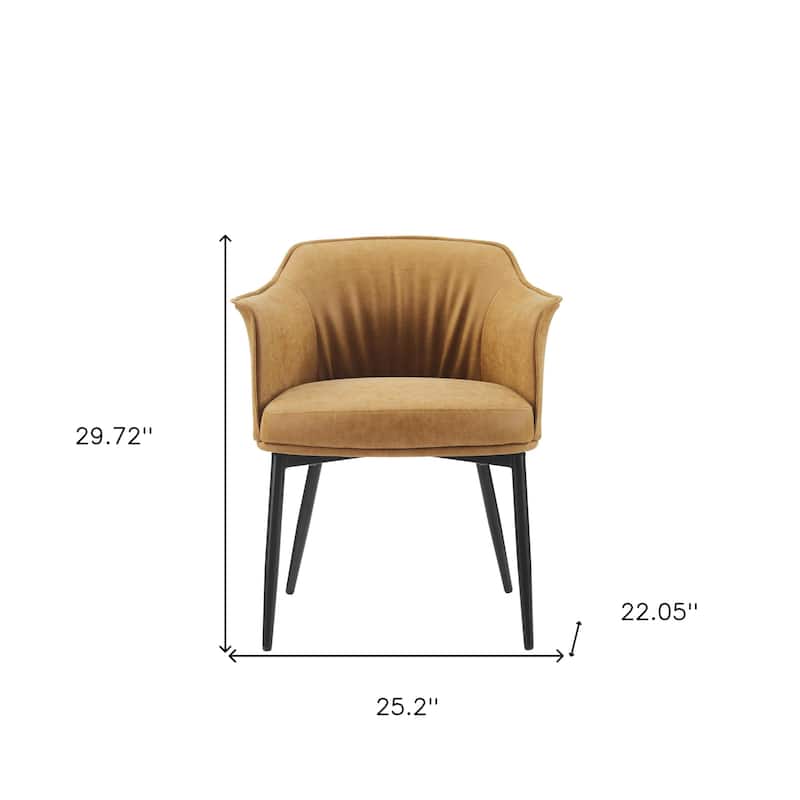 25" Camel And Black Faux Leather Distressed Arm Chair - 25.2' X '29.72' X '22.05