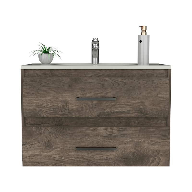 Alma Wall-Mounted Vanity with Luxury Sink, Ample Storage, and Space-Saving Design - 31.7" Wide - 18.89in L