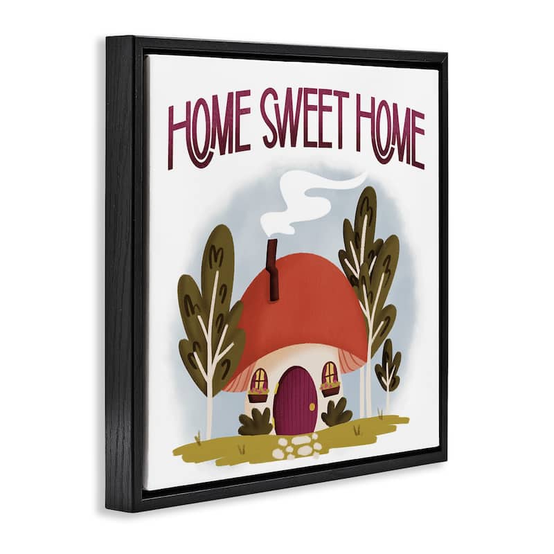 Stupell Sweet Home Mushroom Cottage Framed Floater Canvas Wall Art Design By Sarah Hickman