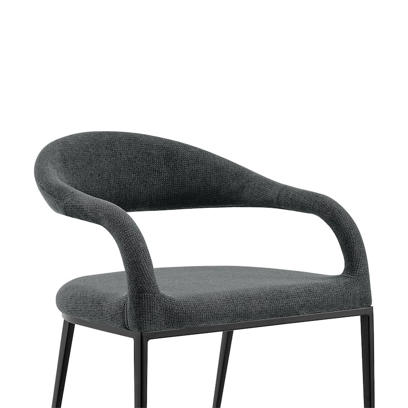 HomeRoots Set of Two Gray And Black Upholstered Polyester Open Back Dining Arm Chairs