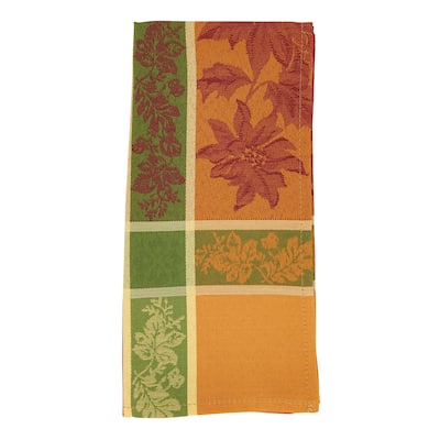 Earthy Delight Jacquard Napkin with Fall Leaves Pattern (Set of 4)