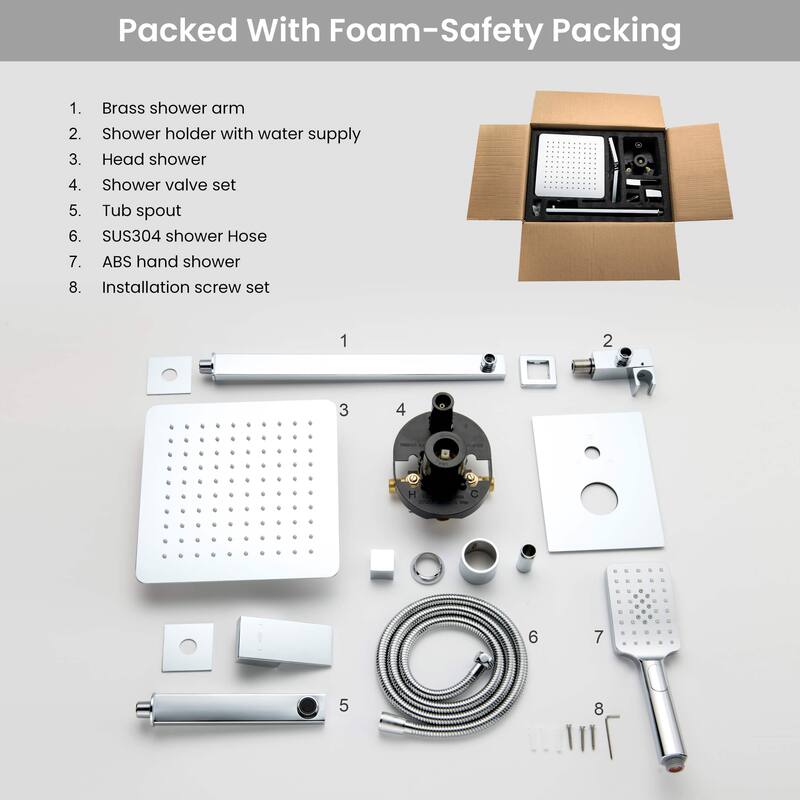Cube Pressure Balanced 3-Function Shower System with Rough-In Valve