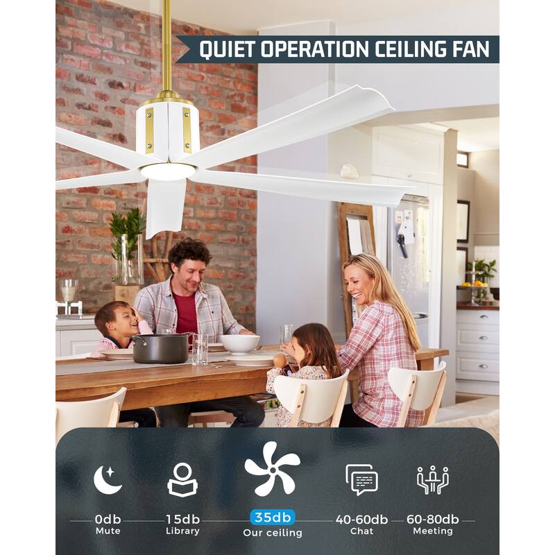 60 Inch 18W DC LED Ceiling Fan with Lights, 5-Blades, Remote Control and App and Alexa Google Voice Control