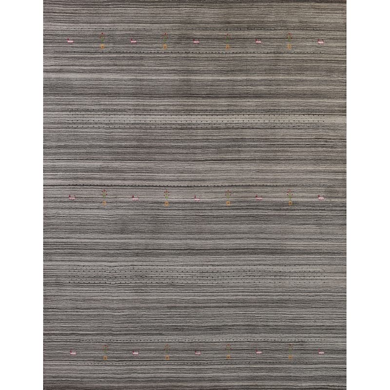 Hand Knotted Oriental 100% Wool Carpet Tribal Tribal Greys & Charcoal Gabbeh Area Rug - 9' 9'' X 8' 1''