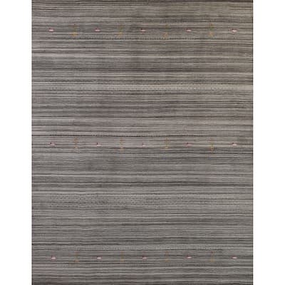 Hand Knotted Oriental 100% Wool Carpet Tribal Tribal Greys & Charcoal Gabbeh Area Rug - 9' 9'' X 8' 1''