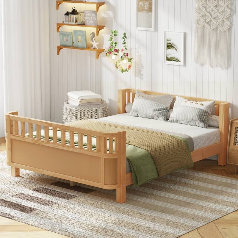 Wood Low Profile Bed with Rails