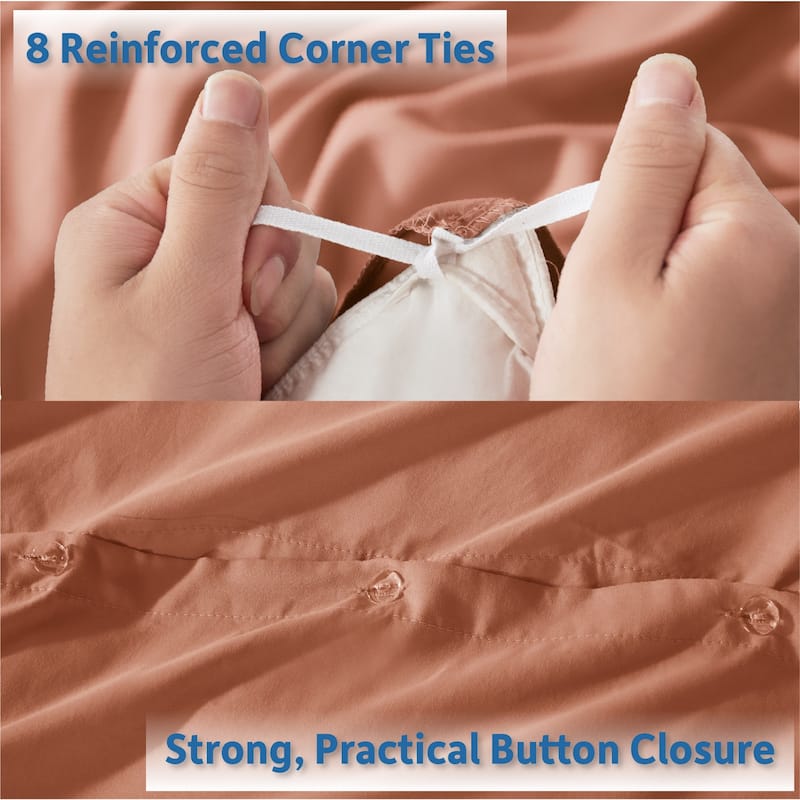 Nestl Ultra Soft Double Brushed Microfiber Duvet Cover Set with Button Closure