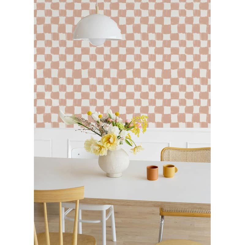 Mr. Kate Tess Watercolor Checker Terracotta Peel and Stick Wallpaper