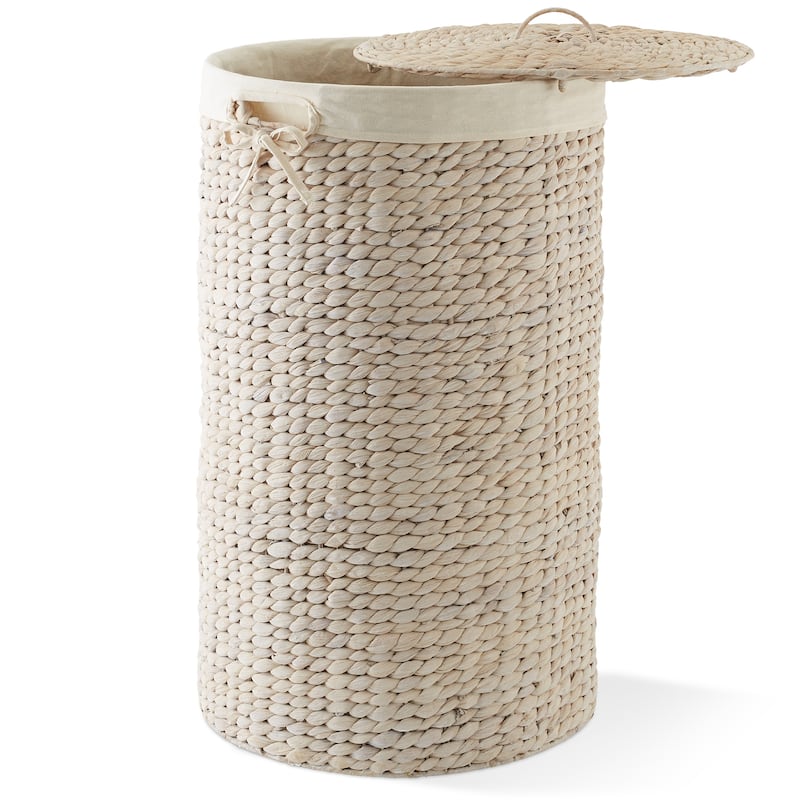 Round Laundry Hamper Basket with Lid and Liner for Clothes