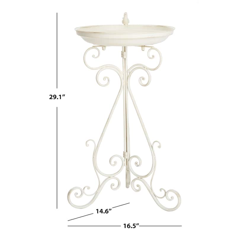 SAFAVIEH Outdoor Amya Victorian Scroll Iron Bird Bath - 16.5" W x 14.6" L x 29.1" H - 17"W x 15"D x 29"H