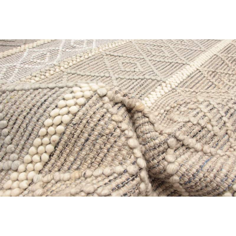 ECARPETGALLERY Braid weave Sienna Cream Wool Rug - 5'0 x 7'11