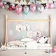 preview thumbnail 2 of 14, Full Size Tent Floor Kids Bed Frame with Triangle Structure and Safety Railings for Kids, Special Design, White+Natural