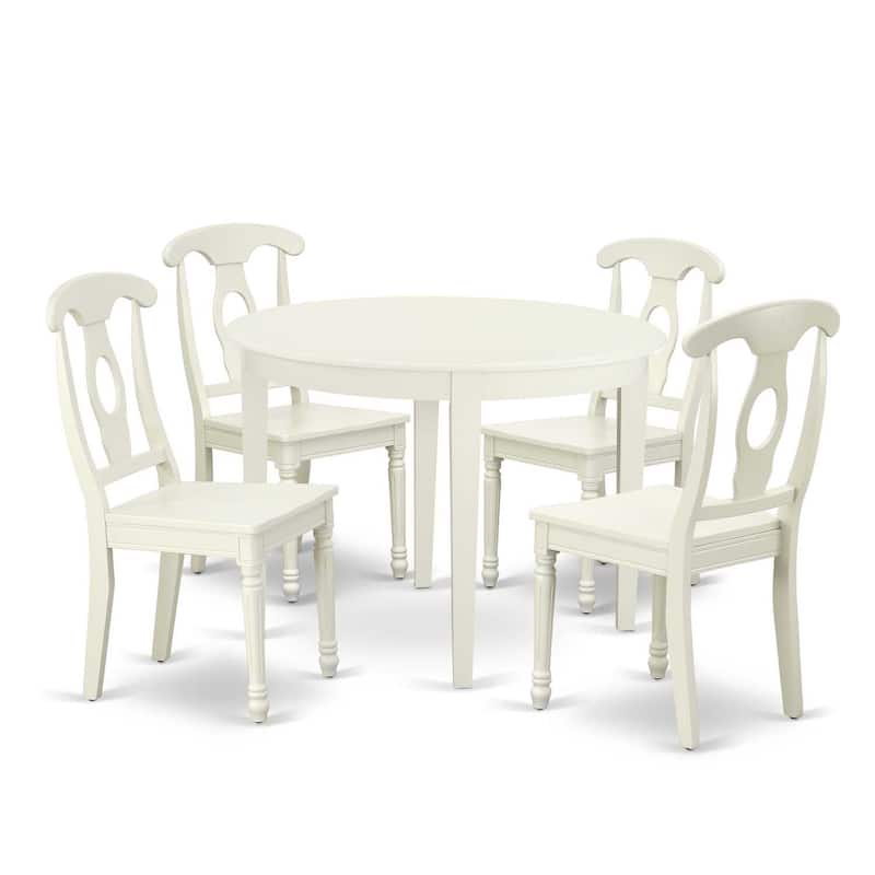 Round Patio Table Set 42 Inch Outdoor Dining Table with 4 Chairs Beachy Design