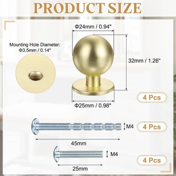 metal knobs for dresser Unique Bargains 4 Pack Cabinet Knobs Metal Drawer Knobs Round Dresser Handle for Furniture Decoration Drawers Wardrobes (M4 Silver)