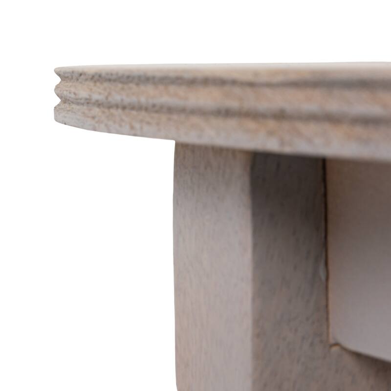 Round Mango Wood Table with 2 Cane Shelves