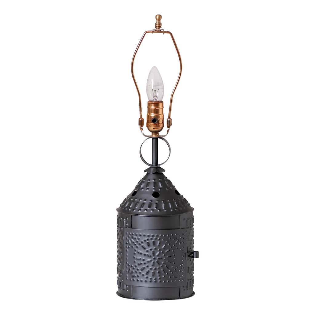 Irvins Country Tinware Paul Revere Lamp Base In Smokey Black - 21.5 X 6 X 6 inches